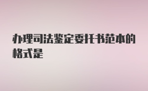 办理司法鉴定委托书范本的格式是