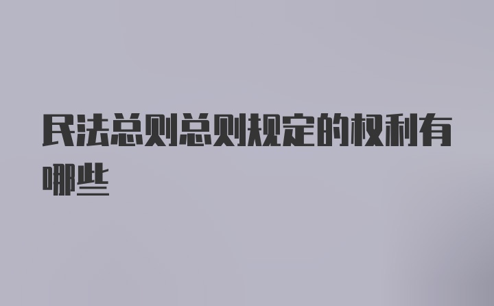 民法总则总则规定的权利有哪些