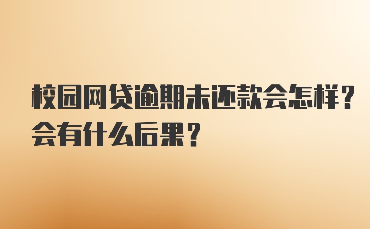 校园网贷逾期未还款会怎样？会有什么后果？