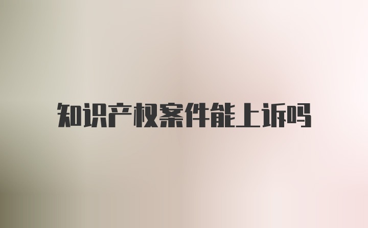知识产权案件能上诉吗