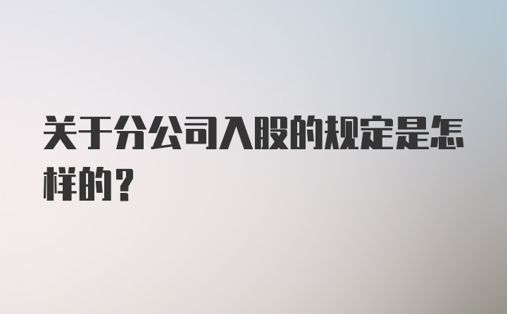 关于分公司入股的规定是怎样的？