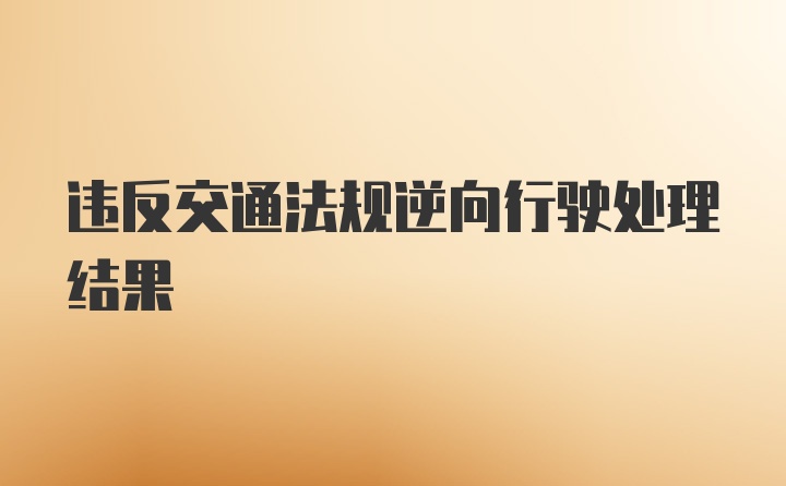 违反交通法规逆向行驶处理结果