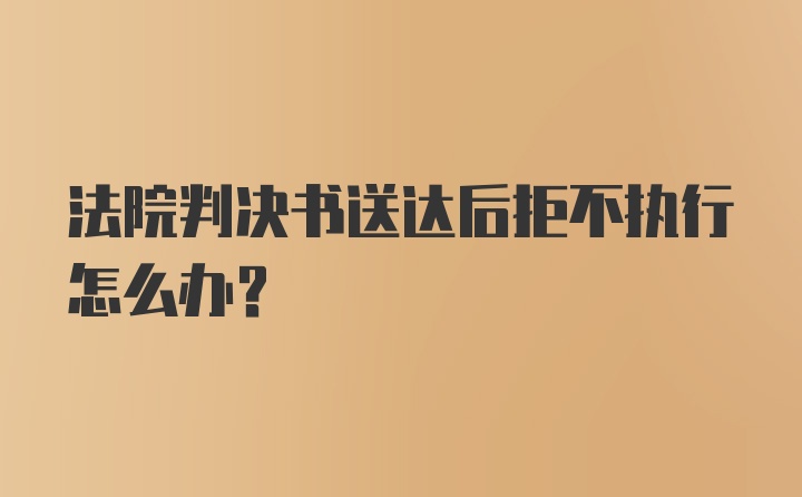 法院判决书送达后拒不执行怎么办?