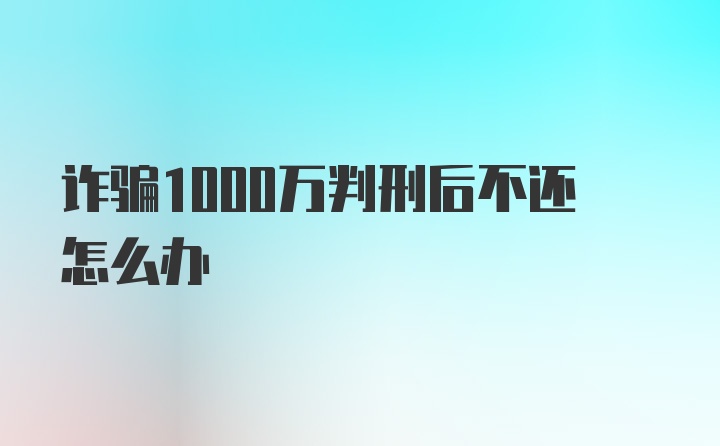 诈骗1000万判刑后不还怎么办