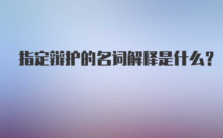 指定辩护的名词解释是什么？