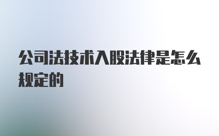 公司法技术入股法律是怎么规定的