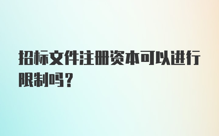 招标文件注册资本可以进行限制吗？