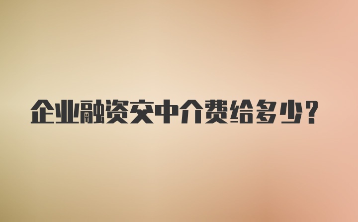 企业融资交中介费给多少？