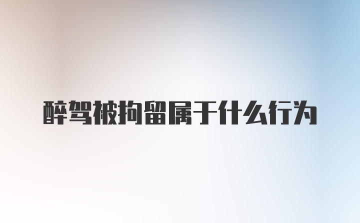 醉驾被拘留属于什么行为