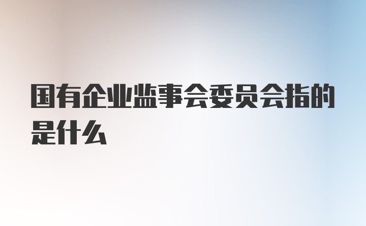 国有企业监事会委员会指的是什么