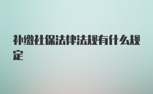 补缴社保法律法规有什么规定