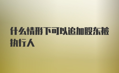 什么情形下可以追加股东被执行人