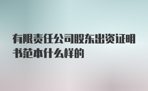 有限责任公司股东出资证明书范本什么样的