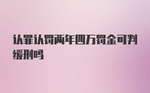 认罪认罚两年四万罚金可判缓刑吗