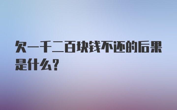 欠一千二百块钱不还的后果是什么？