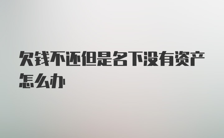 欠钱不还但是名下没有资产怎么办