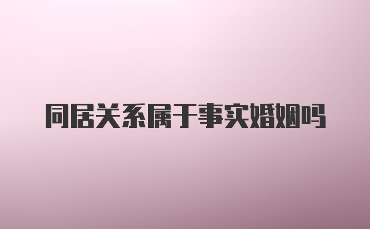 同居关系属于事实婚姻吗