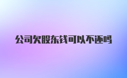 公司欠股东钱可以不还吗