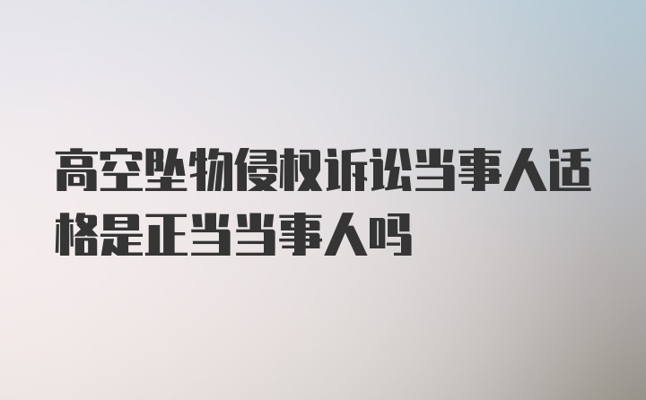 高空坠物侵权诉讼当事人适格是正当当事人吗