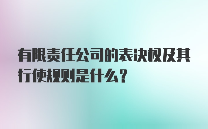 有限责任公司的表决权及其行使规则是什么？