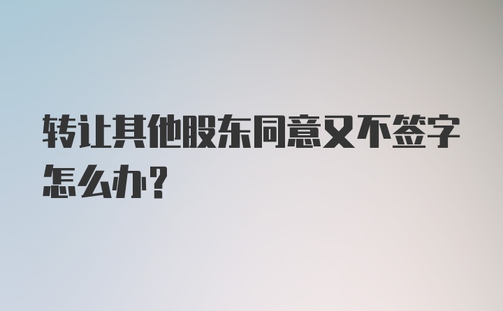 转让其他股东同意又不签字怎么办?