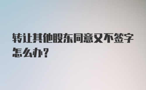 转让其他股东同意又不签字怎么办?