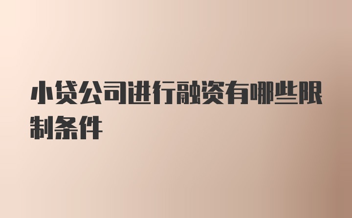 小贷公司进行融资有哪些限制条件