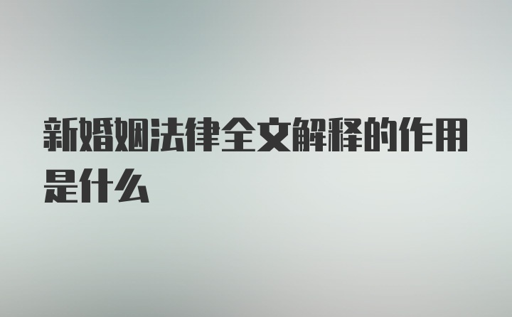 新婚姻法律全文解释的作用是什么