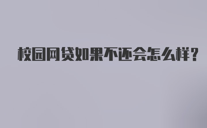 校园网贷如果不还会怎么样？