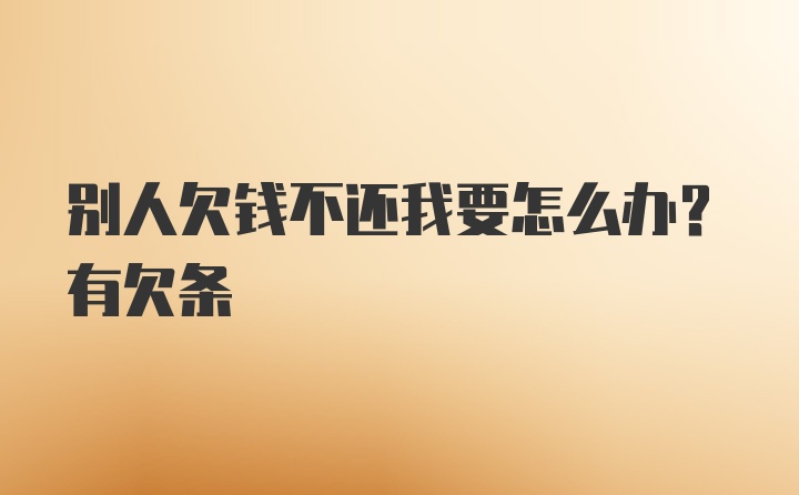 别人欠钱不还我要怎么办？有欠条