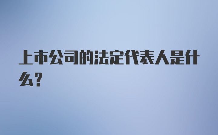 上市公司的法定代表人是什么？