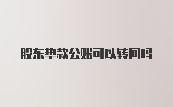 股东垫款公账可以转回吗