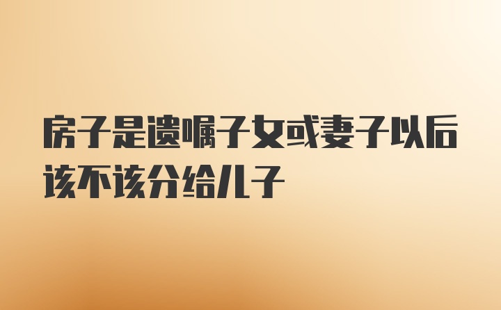 房子是遗嘱子女或妻子以后该不该分给儿子