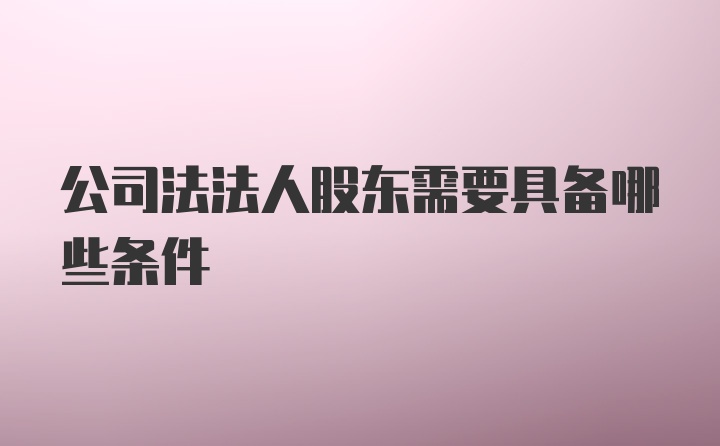 公司法法人股东需要具备哪些条件