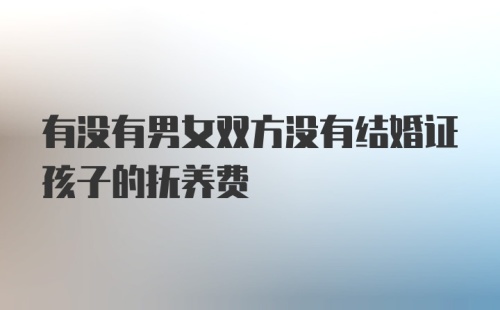 有没有男女双方没有结婚证孩子的抚养费