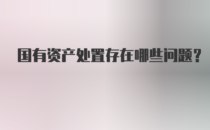 国有资产处置存在哪些问题？