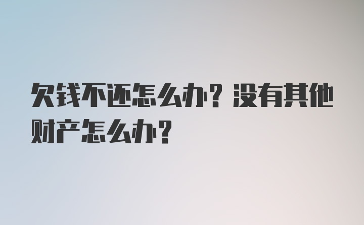 欠钱不还怎么办？没有其他财产怎么办？