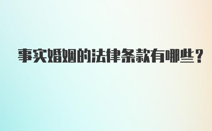 事实婚姻的法律条款有哪些？