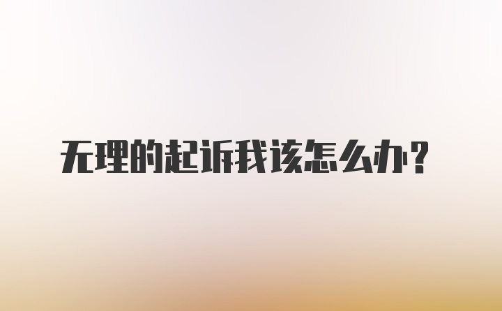 无理的起诉我该怎么办？