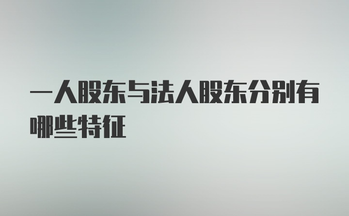 一人股东与法人股东分别有哪些特征