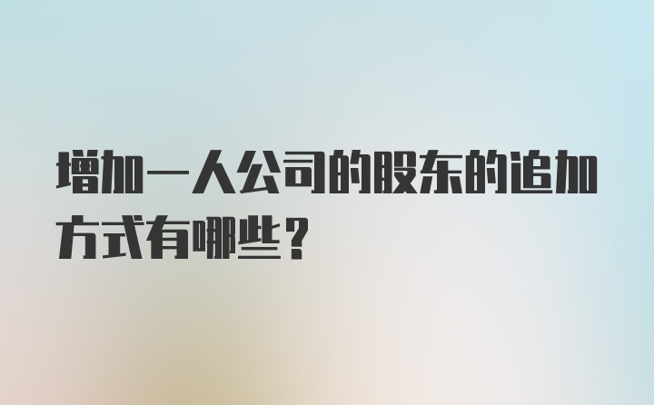 增加一人公司的股东的追加方式有哪些?