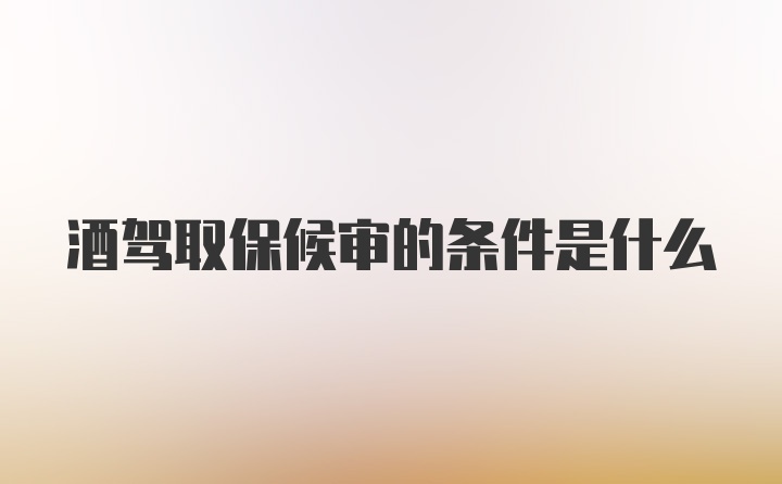 酒驾取保候审的条件是什么