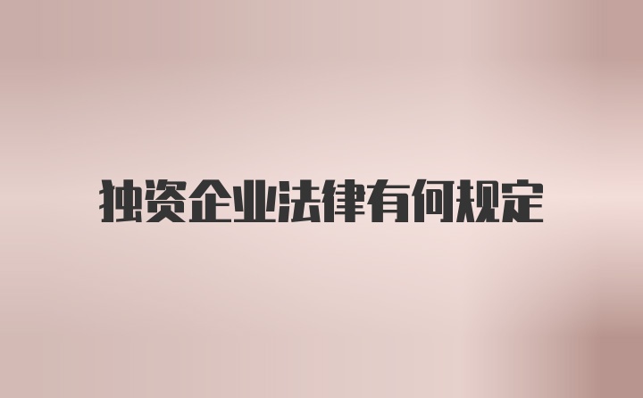 独资企业法律有何规定