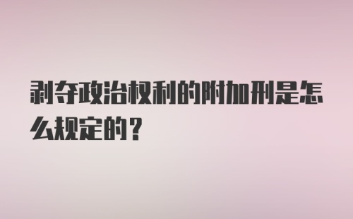 剥夺政治权利的附加刑是怎么规定的?