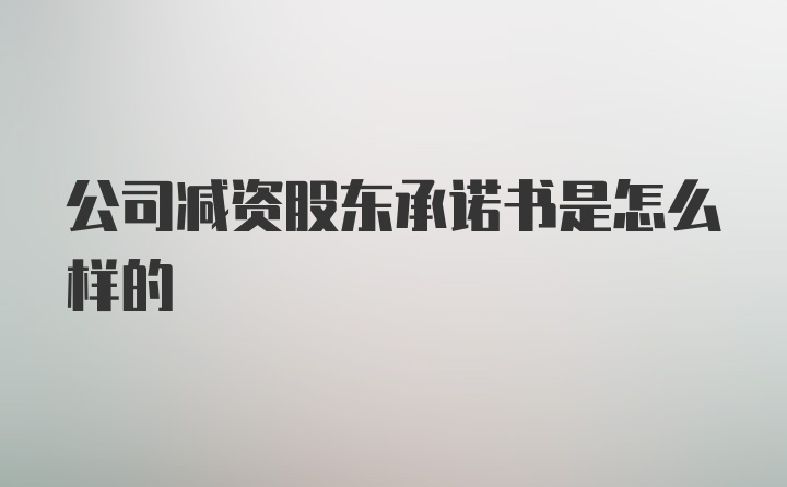 公司减资股东承诺书是怎么样的