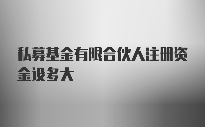 私募基金有限合伙人注册资金设多大