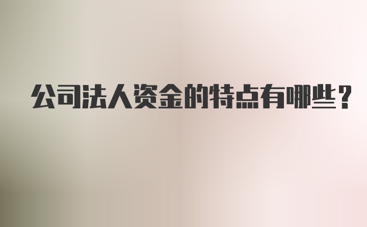 公司法人资金的特点有哪些?