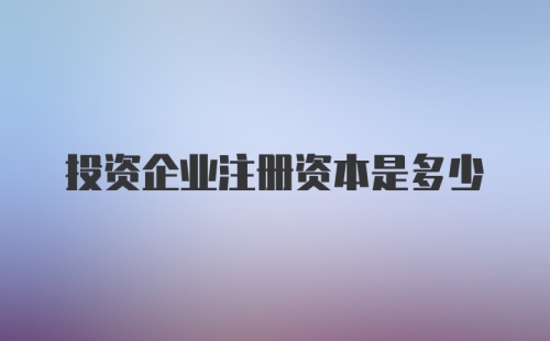 投资企业注册资本是多少