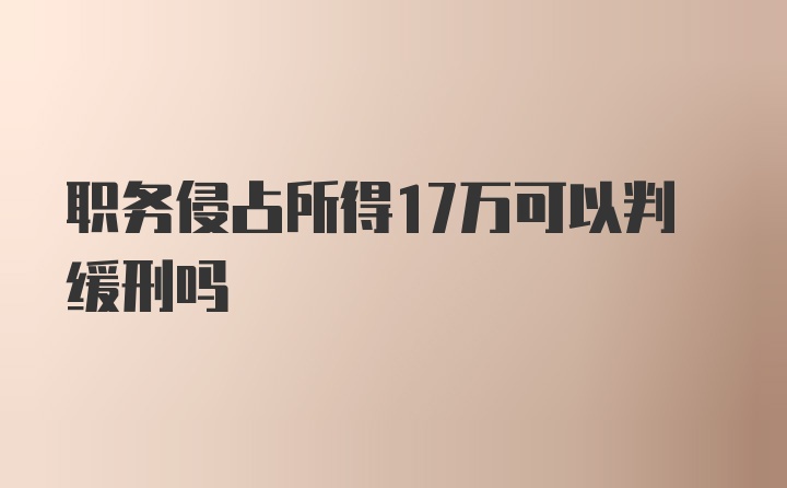 职务侵占所得17万可以判缓刑吗