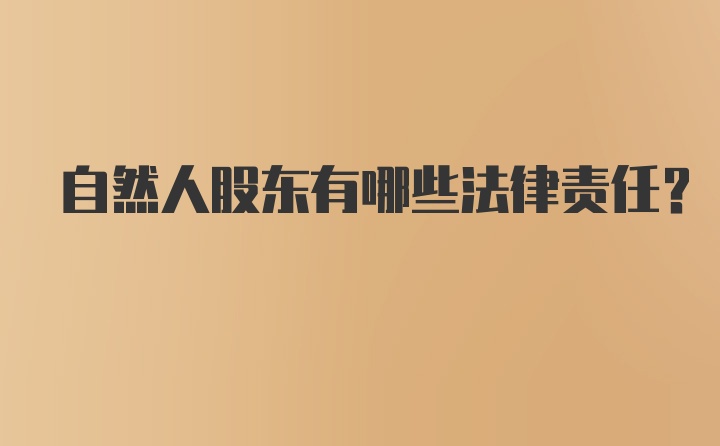 自然人股东有哪些法律责任?